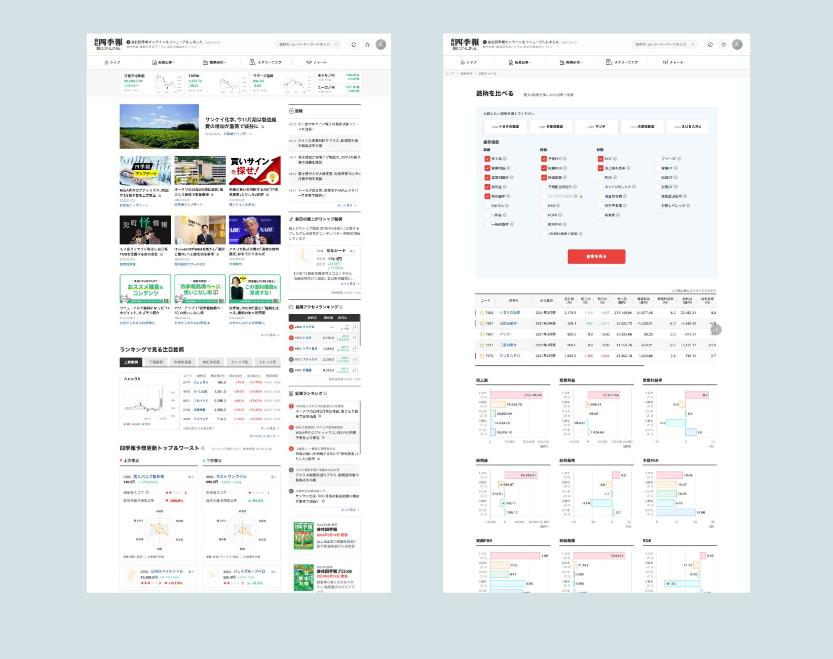 会社四季報ONLINE Webサイトリニューアル