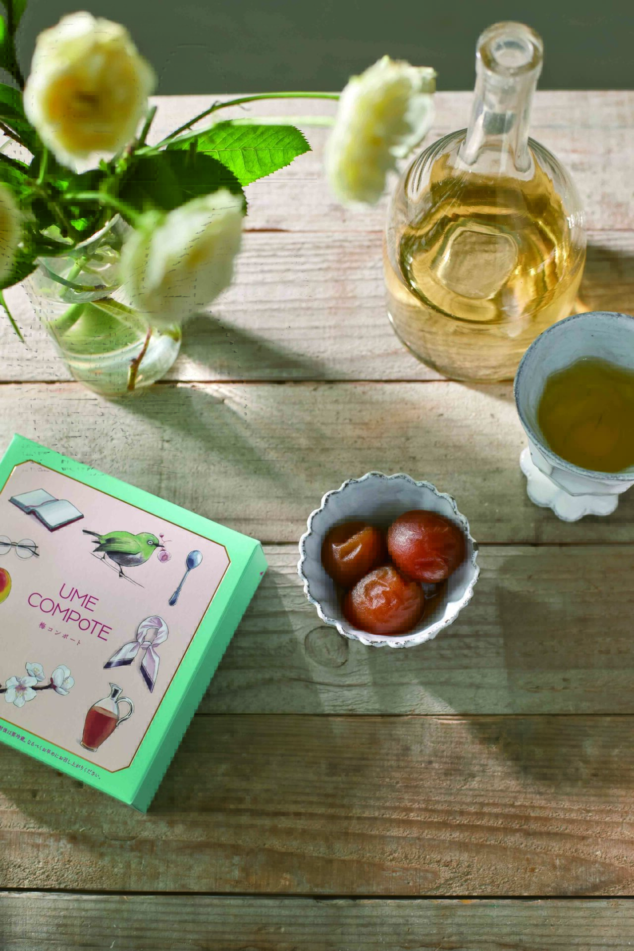 梅スイーツ「梅コンポート」「梅グラッセ」のパッケージのリデザインとイラスト、リーフレット制作